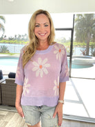 Flowers In Paris Short Sleeve Sweater-150 Sweaters- Simply Simpson's Boutique is a Women's Online Fashion Boutique Located in Jupiter, Florida