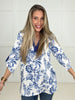 Magnolia Lane Blue Flower Top-100 Short Sleeves- Simply Simpson's Boutique is a Women's Online Fashion Boutique Located in Jupiter, Florida