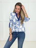 Magnolia Lane Blue Flower Top-100 Short Sleeves- Simply Simpson's Boutique is a Women's Online Fashion Boutique Located in Jupiter, Florida