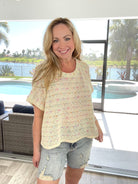 Pastel Dreams Knit Top-100 Short Sleeves- Simply Simpson's Boutique is a Women's Online Fashion Boutique Located in Jupiter, Florida