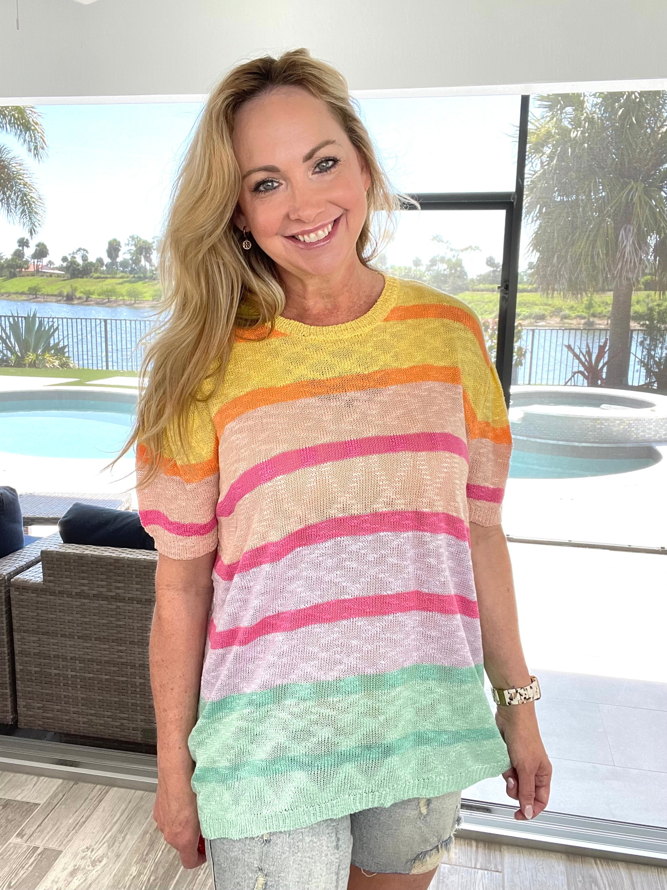 Laffy Taffy Knit Top-100 Short Sleeves- Simply Simpson's Boutique is a Women's Online Fashion Boutique Located in Jupiter, Florida