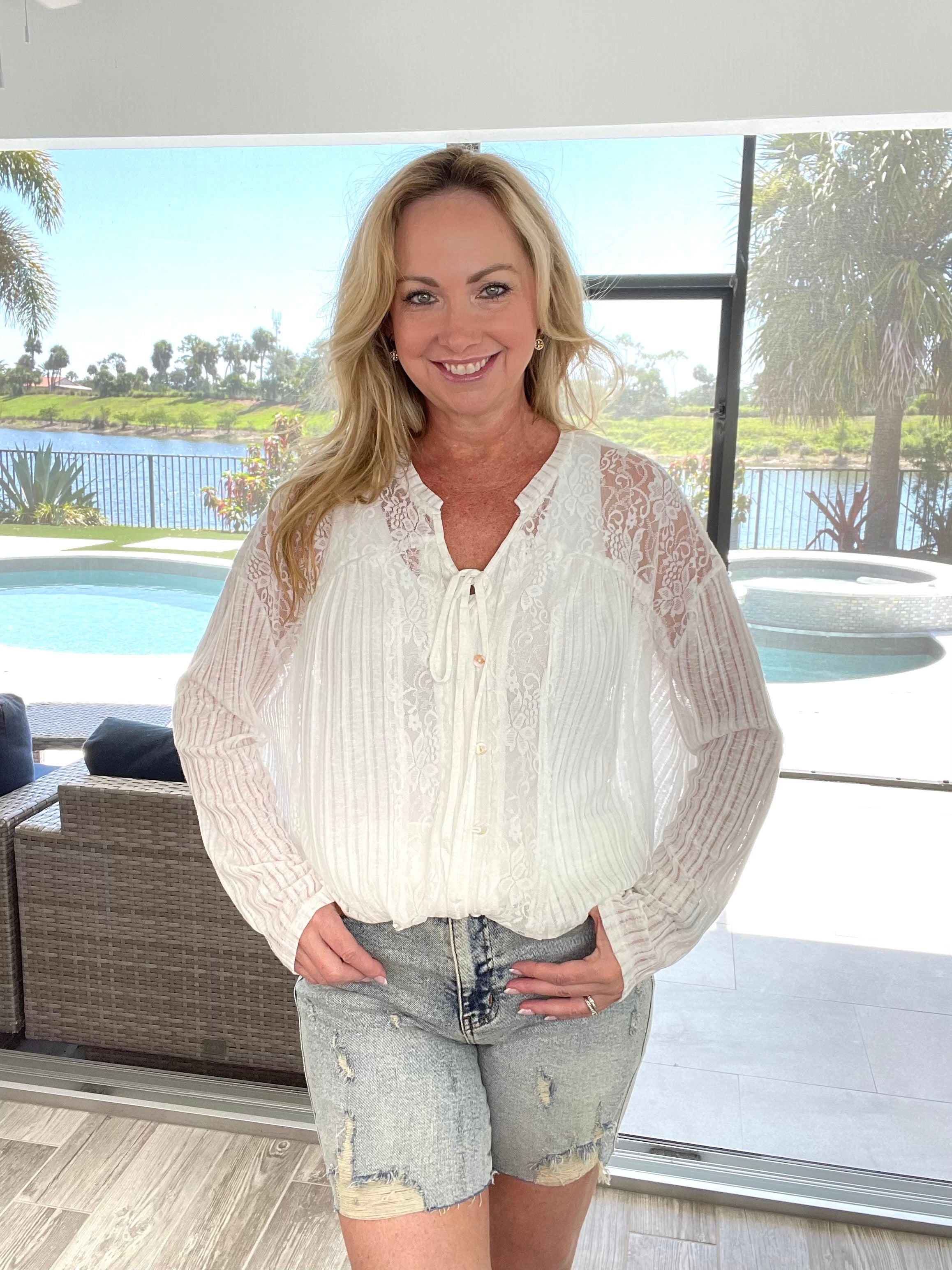 Waterfall Wonders Boho Top-110 Long Sleeves- Simply Simpson's Boutique is a Women's Online Fashion Boutique Located in Jupiter, Florida