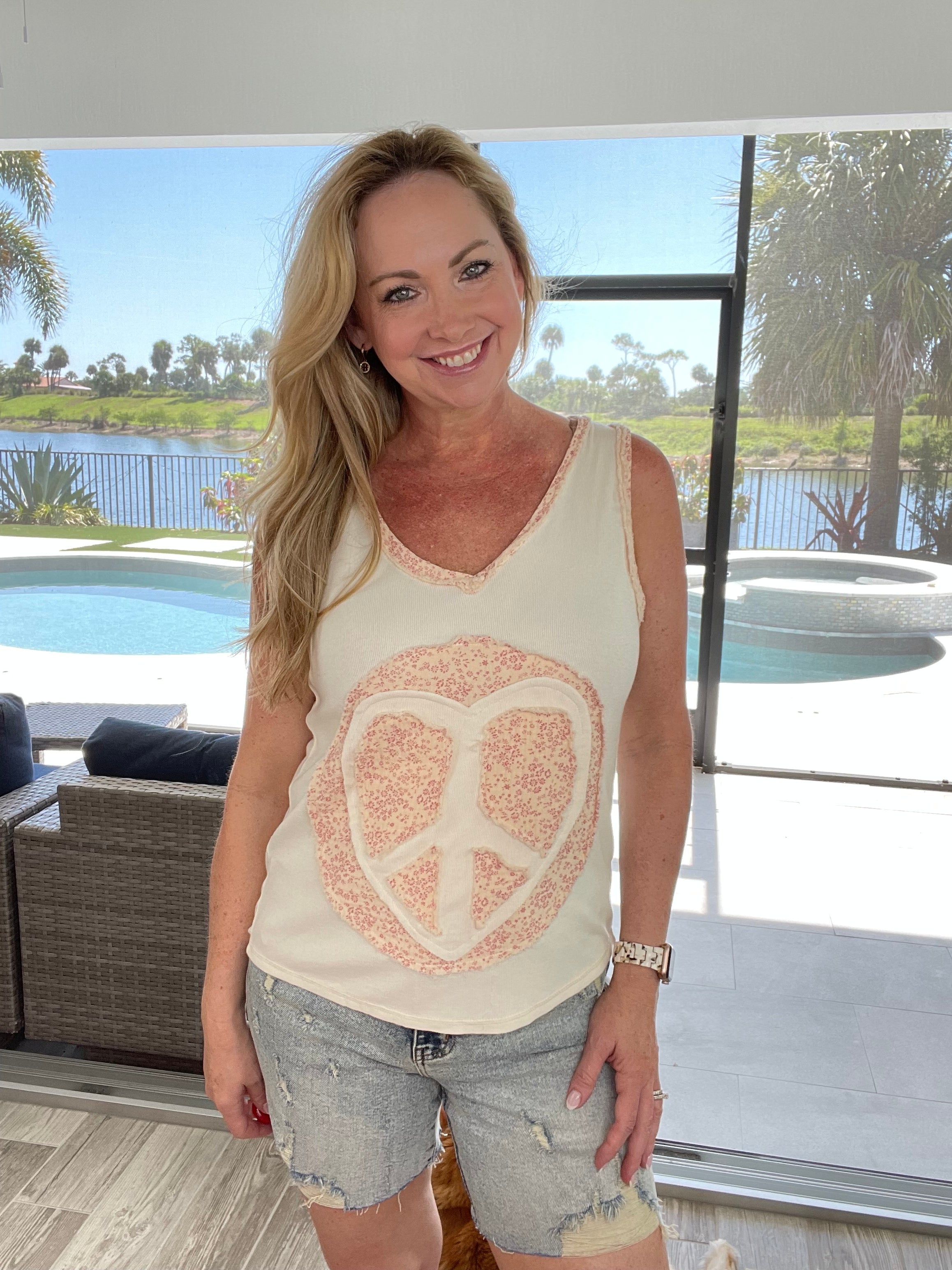 POL Peace Of My Heart Tank-120 Sleeveless- Simply Simpson's Boutique is a Women's Online Fashion Boutique Located in Jupiter, Florida