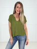 Blu Pepper Split Neck Batwing Sleeveless Knit Sweater Kiwi-100 Short Sleeves- Simply Simpson's Boutique is a Women's Online Fashion Boutique Located in Jupiter, Florida