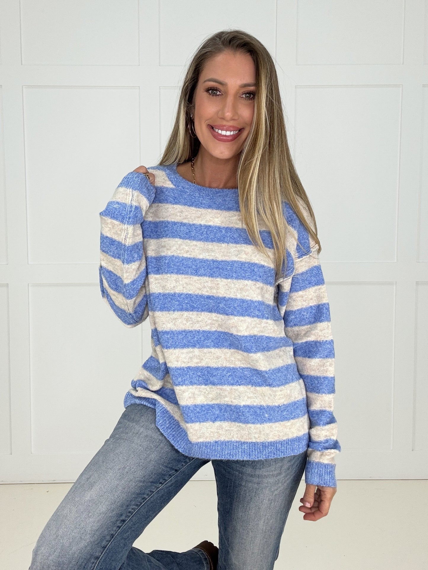 Blue Skies Stripe Sweater-150 Sweaters- Simply Simpson's Boutique is a Women's Online Fashion Boutique Located in Jupiter, Florida