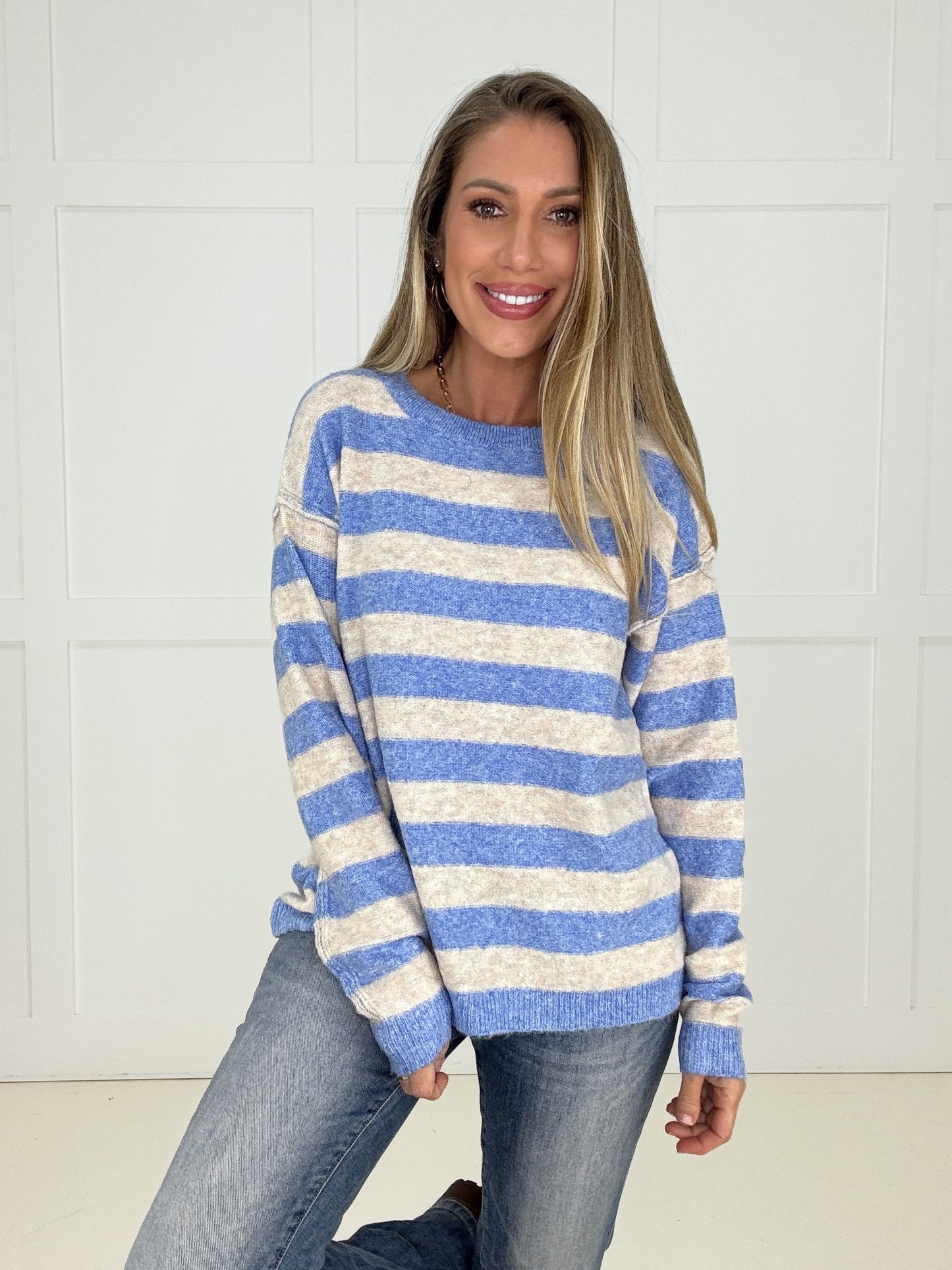 Blue Skies Stripe Sweater-150 Sweaters- Simply Simpson's Boutique is a Women's Online Fashion Boutique Located in Jupiter, Florida