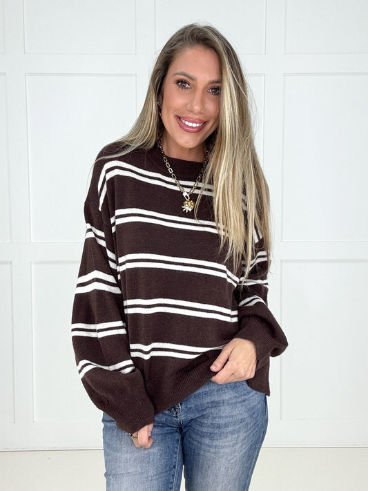 Espresso Lane Striped Sweater-150 Sweaters- Simply Simpson's Boutique is a Women's Online Fashion Boutique Located in Jupiter, Florida