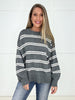 Charcoal Lane Striped Sweater-150 Sweaters- Simply Simpson's Boutique is a Women's Online Fashion Boutique Located in Jupiter, Florida