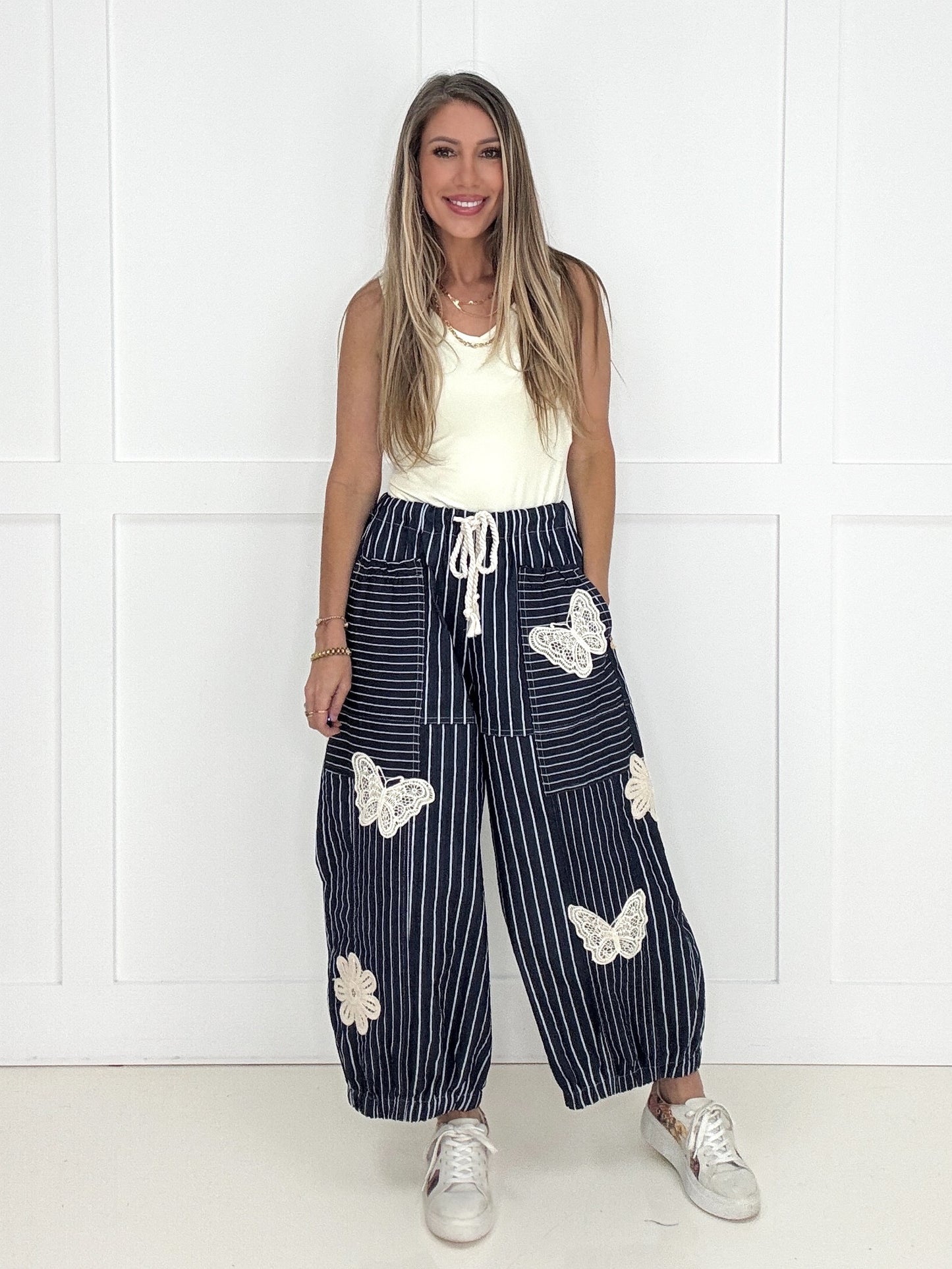 Free Spirit Butterfly Barrel Pants-210 Other Bottoms- Simply Simpson's Boutique is a Women's Online Fashion Boutique Located in Jupiter, Florida
