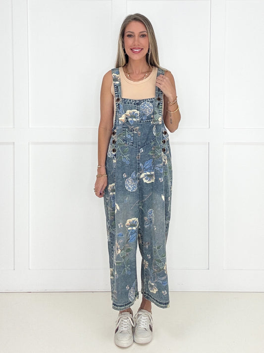 Botanical Blues Overalls-210 Other Bottoms- Simply Simpson's Boutique is a Women's Online Fashion Boutique Located in Jupiter, Florida
