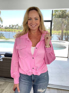 Remy Rose Button Down Top-110 Long Sleeves- Simply Simpson's Boutique is a Women's Online Fashion Boutique Located in Jupiter, Florida