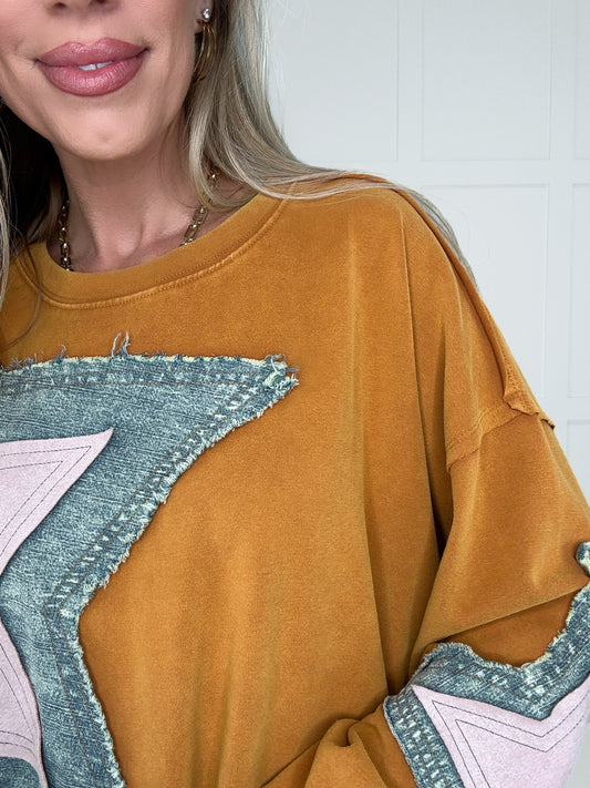 Starstruck Patchwork Pullover-110 Long Sleeves- Simply Simpson's Boutique is a Women's Online Fashion Boutique Located in Jupiter, Florida