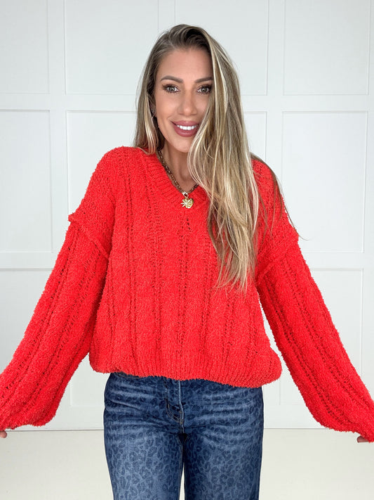 POL Cozy Crush Orange Sweater-150 Sweaters- Simply Simpson's Boutique is a Women's Online Fashion Boutique Located in Jupiter, Florida