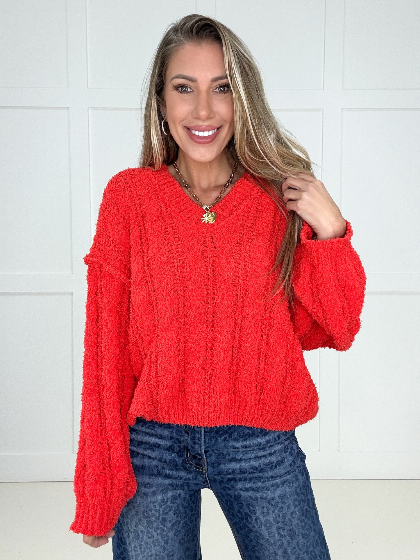 POL Cozy Crush Orange Sweater-150 Sweaters- Simply Simpson's Boutique is a Women's Online Fashion Boutique Located in Jupiter, Florida