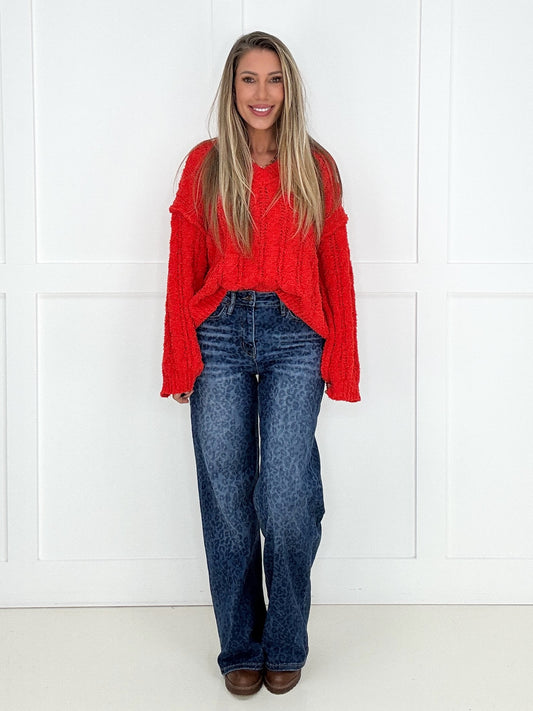 POL Cozy Crush Orange Sweater-150 Sweaters- Simply Simpson's Boutique is a Women's Online Fashion Boutique Located in Jupiter, Florida