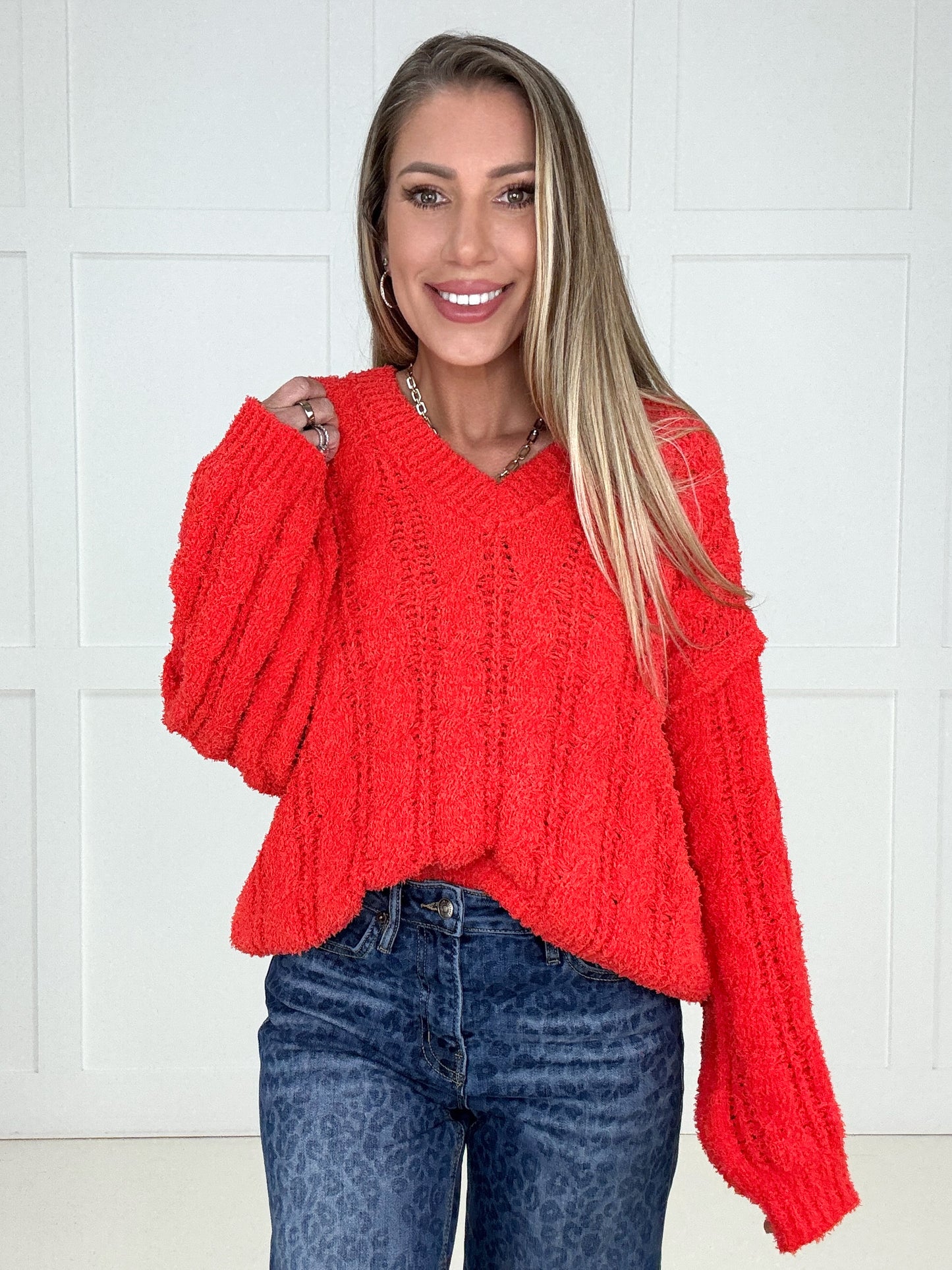 POL Cozy Crush Orange Sweater-150 Sweaters- Simply Simpson's Boutique is a Women's Online Fashion Boutique Located in Jupiter, Florida