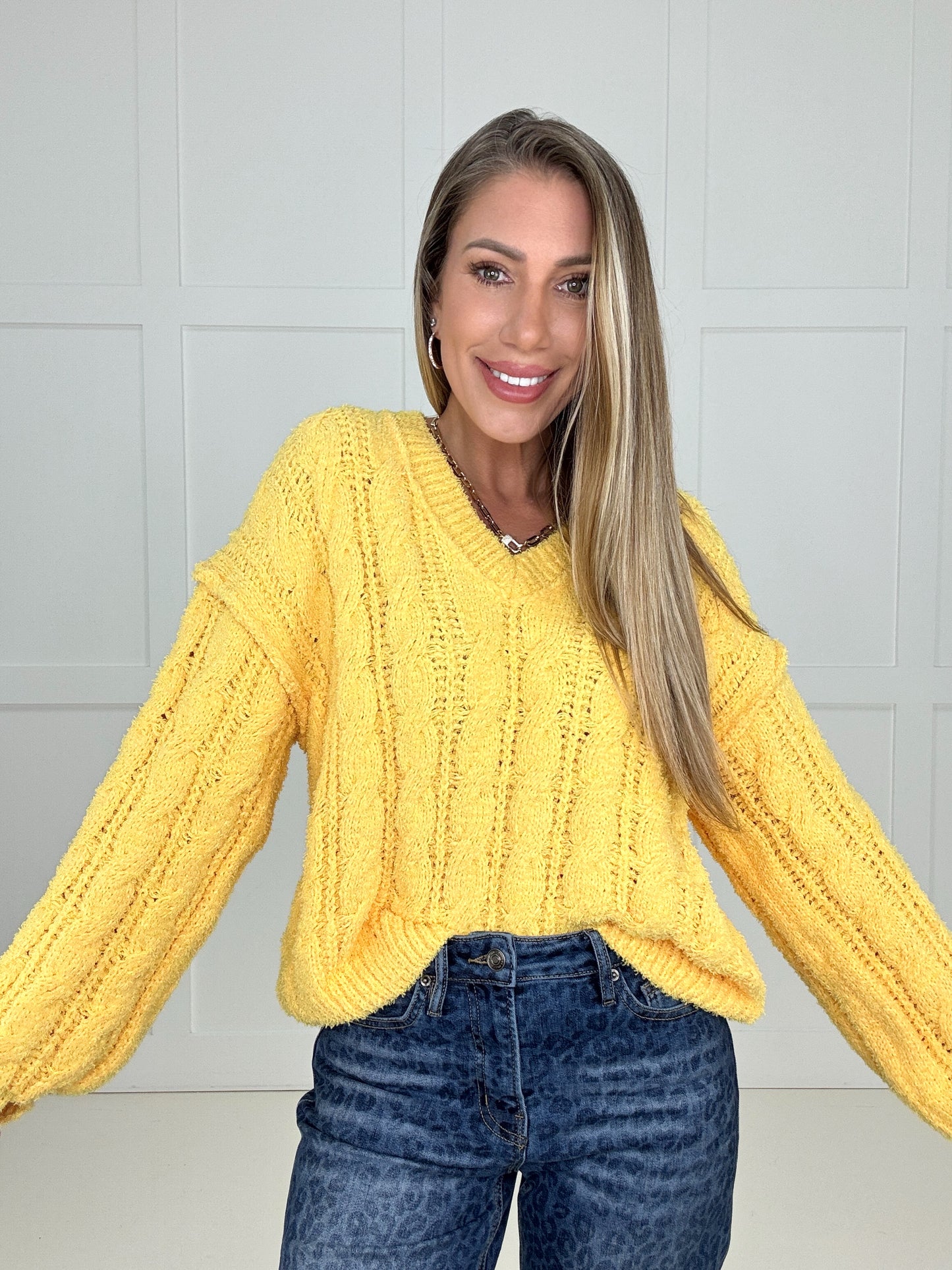 POL Cozy Crush Yellow Sweater-150 Sweaters- Simply Simpson's Boutique is a Women's Online Fashion Boutique Located in Jupiter, Florida
