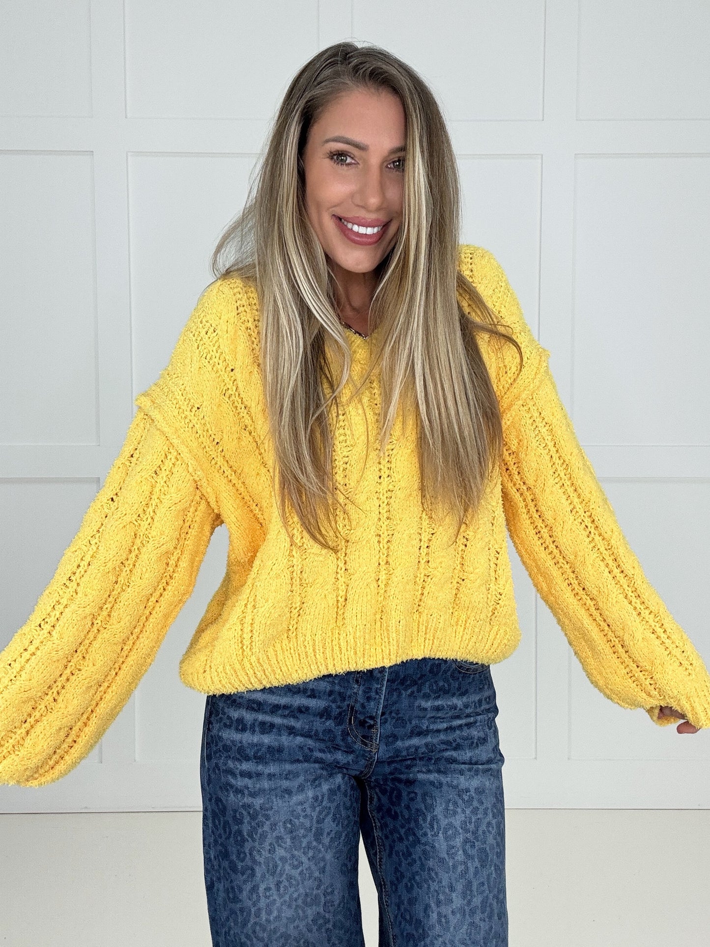 POL Cozy Crush Yellow Sweater-150 Sweaters- Simply Simpson's Boutique is a Women's Online Fashion Boutique Located in Jupiter, Florida