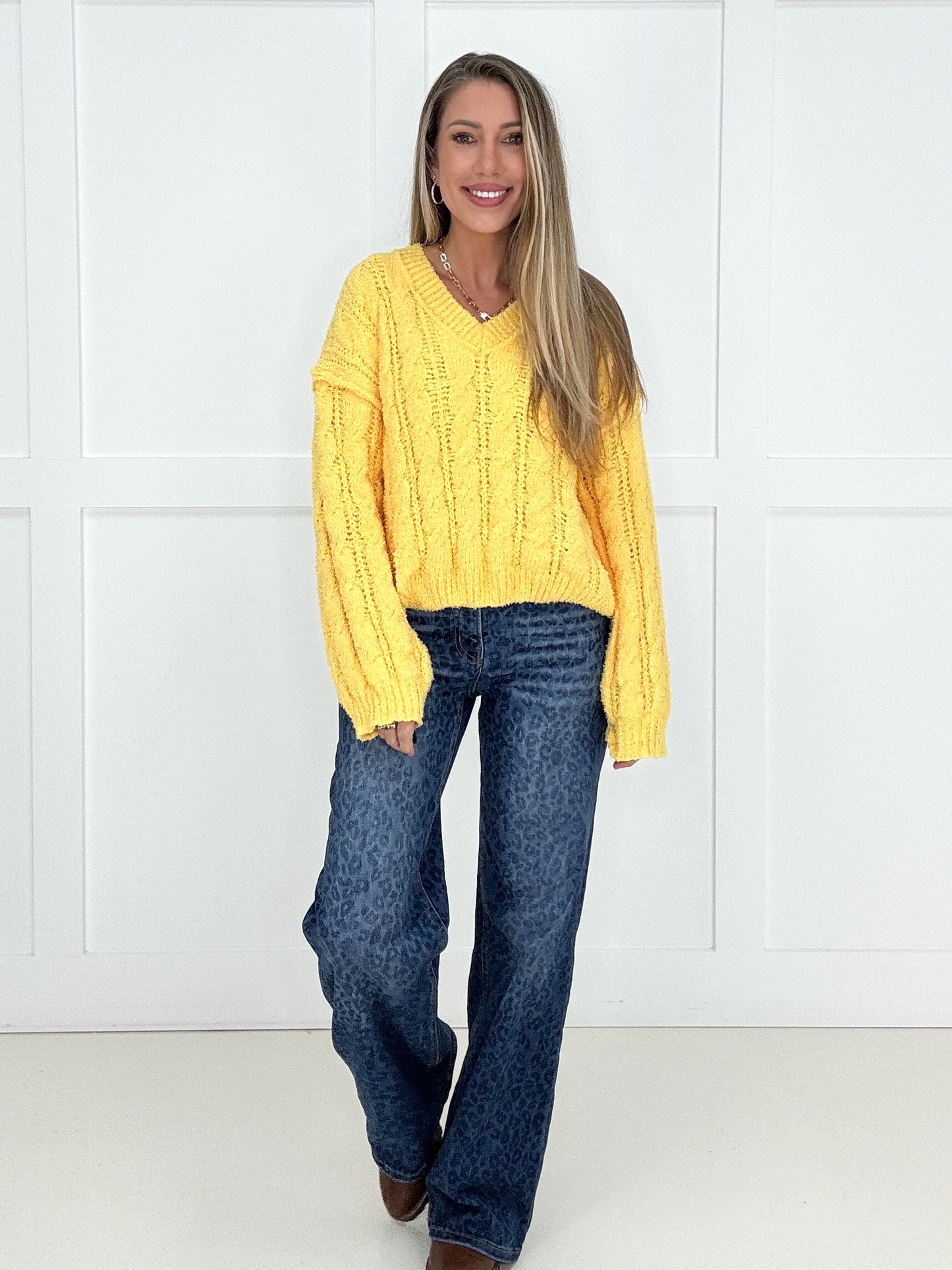 POL Cozy Crush Yellow Sweater-150 Sweaters- Simply Simpson's Boutique is a Women's Online Fashion Boutique Located in Jupiter, Florida