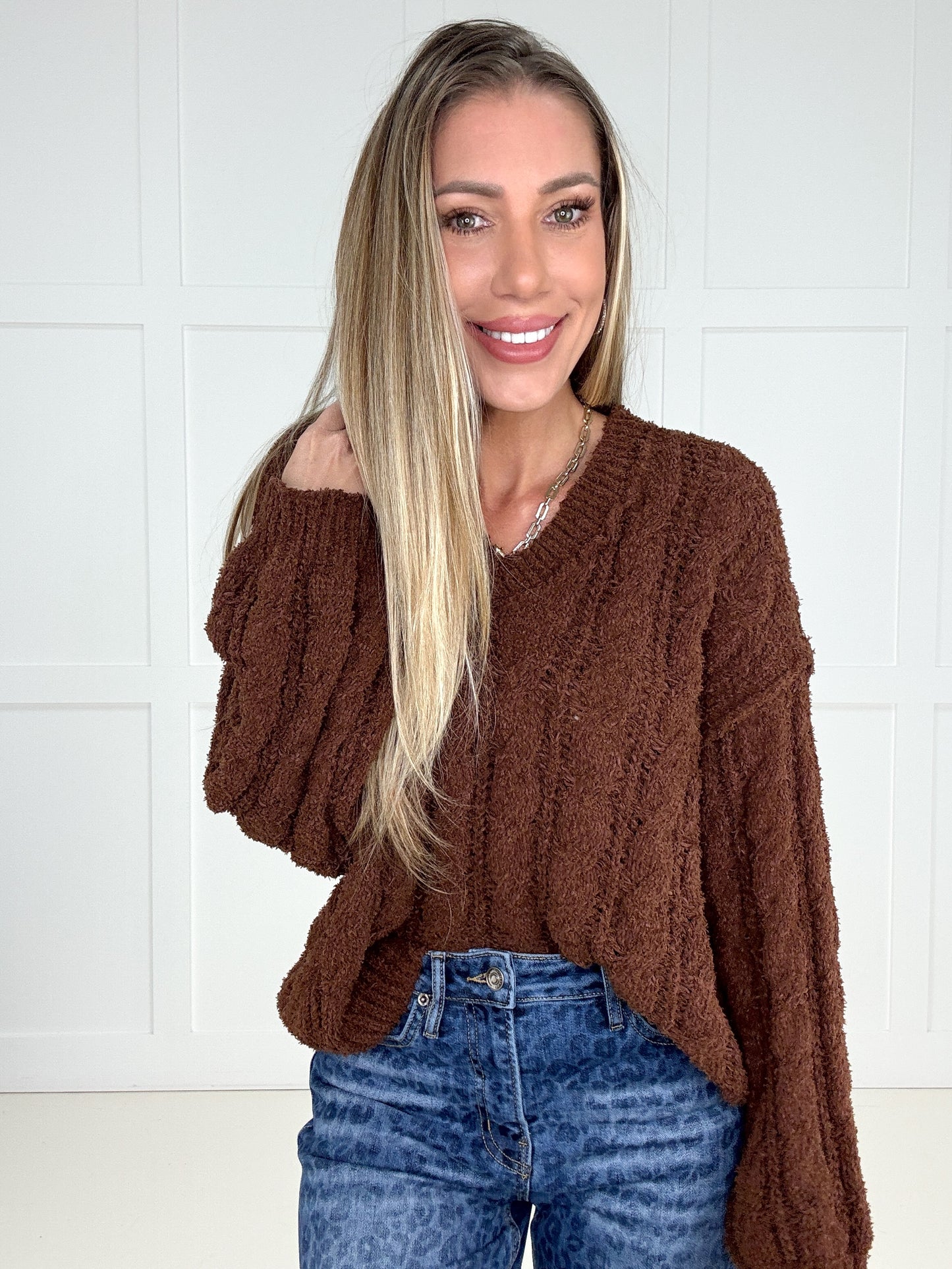 POL Cozy Crush Brown Sweater-150 Sweaters- Simply Simpson's Boutique is a Women's Online Fashion Boutique Located in Jupiter, Florida