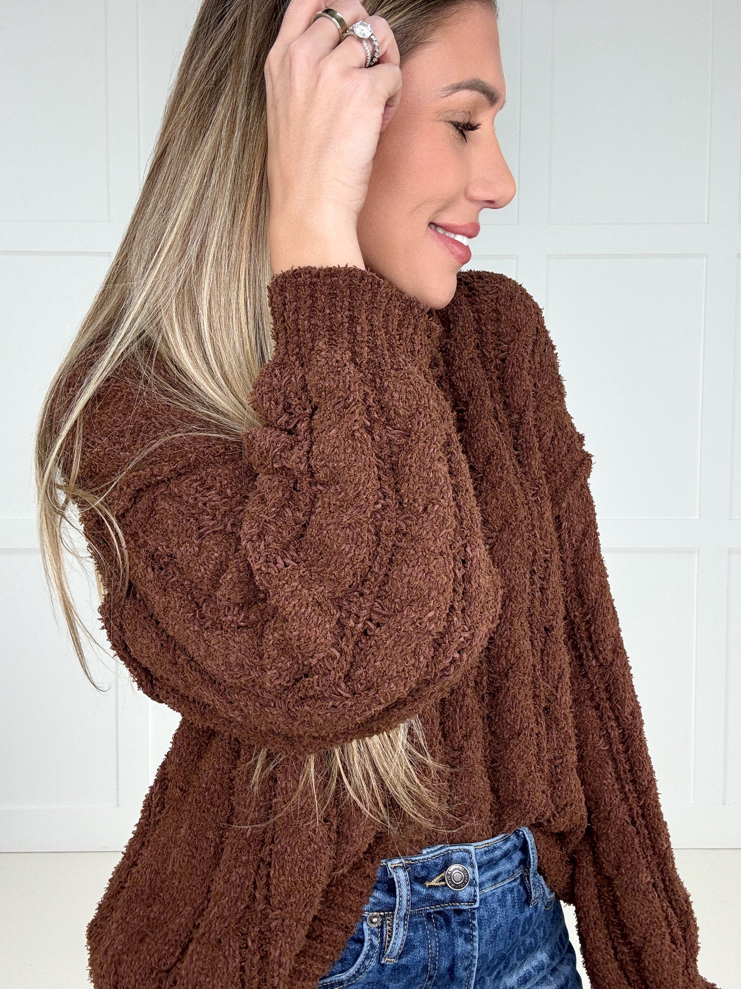 POL Cozy Crush Brown Sweater-150 Sweaters- Simply Simpson's Boutique is a Women's Online Fashion Boutique Located in Jupiter, Florida