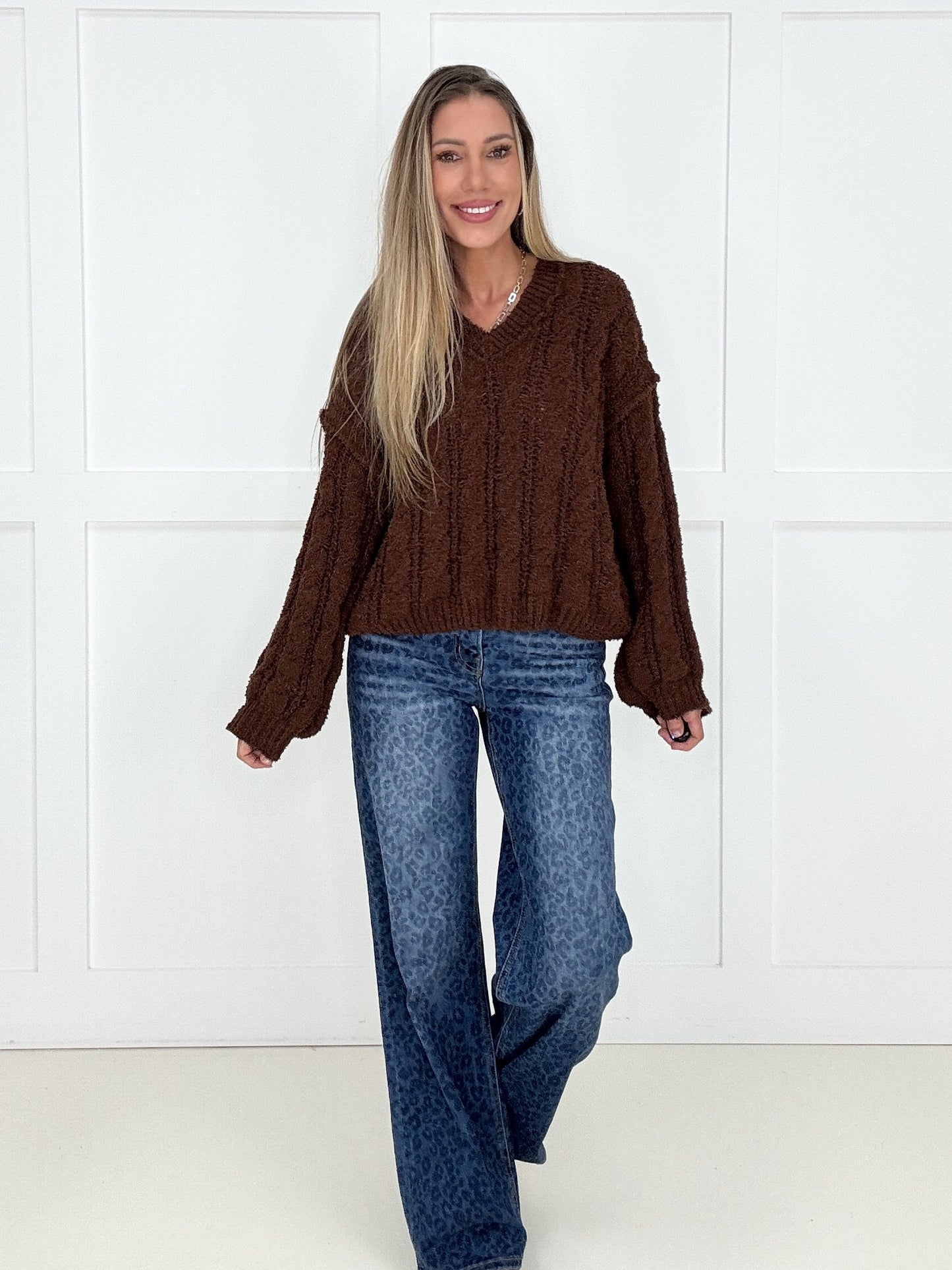 POL Cozy Crush Brown Sweater-150 Sweaters- Simply Simpson's Boutique is a Women's Online Fashion Boutique Located in Jupiter, Florida