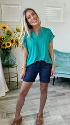 Judy Blue Hello Darling Bermuda Shorts-190 Skirts/Shorts- Simply Simpson's Boutique is a Women's Online Fashion Boutique Located in Jupiter, Florida