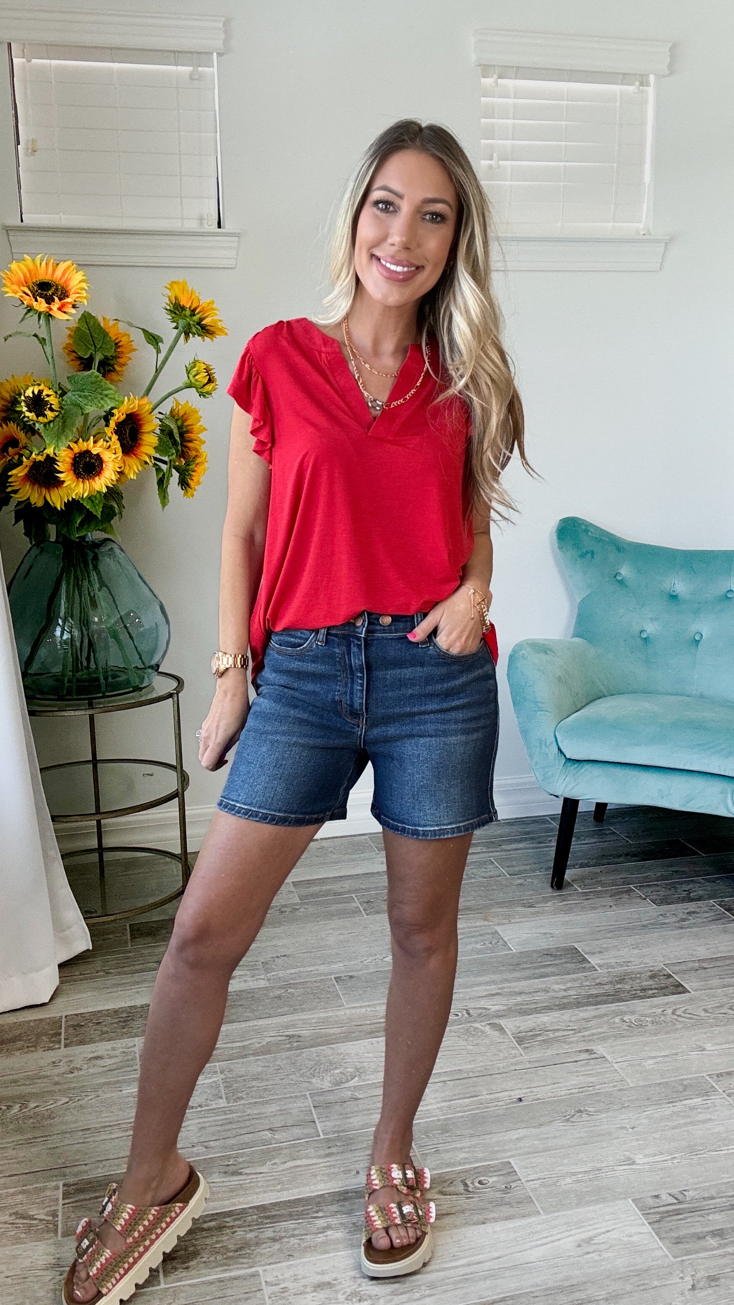 Judy Blue Happy Dayz Shorts-190 Skirts/Shorts- Simply Simpson's Boutique is a Women's Online Fashion Boutique Located in Jupiter, Florida