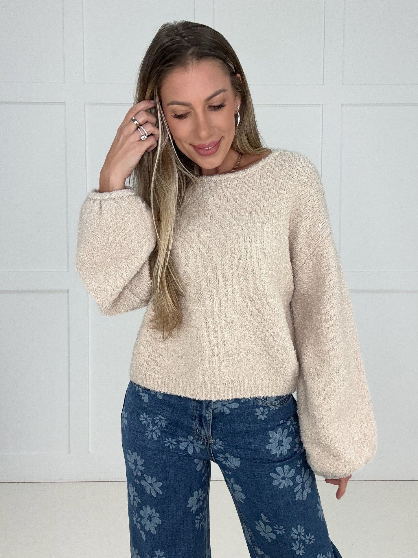 Cream Cloud Nine Balloon Sleeve Sweater
