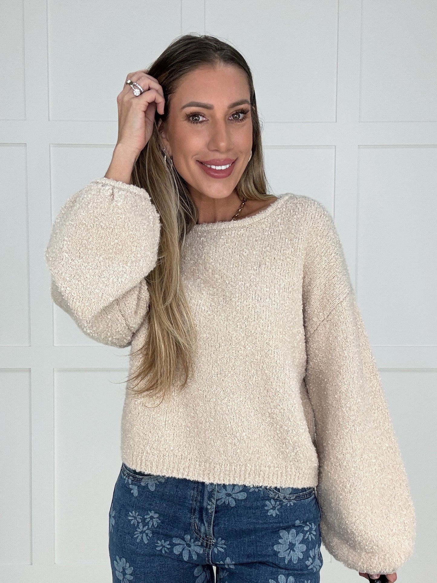 Cream Cloud Nine Balloon Sleeve Sweater