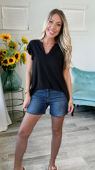 Dear Scarlett Flutter Sleeve Lizzy Top-100 Short Sleeves- Simply Simpson's Boutique is a Women's Online Fashion Boutique Located in Jupiter, Florida