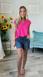 Dear Scarlett Flutter Sleeve Lizzy Top-100 Short Sleeves- Simply Simpson's Boutique is a Women's Online Fashion Boutique Located in Jupiter, Florida