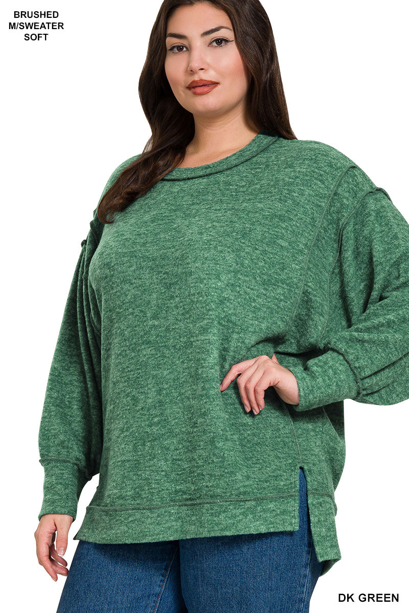 Brushed Melange Hacci Oversized Sweater-150 Sweaters- Simply Simpson's Boutique is a Women's Online Fashion Boutique Located in Jupiter, Florida