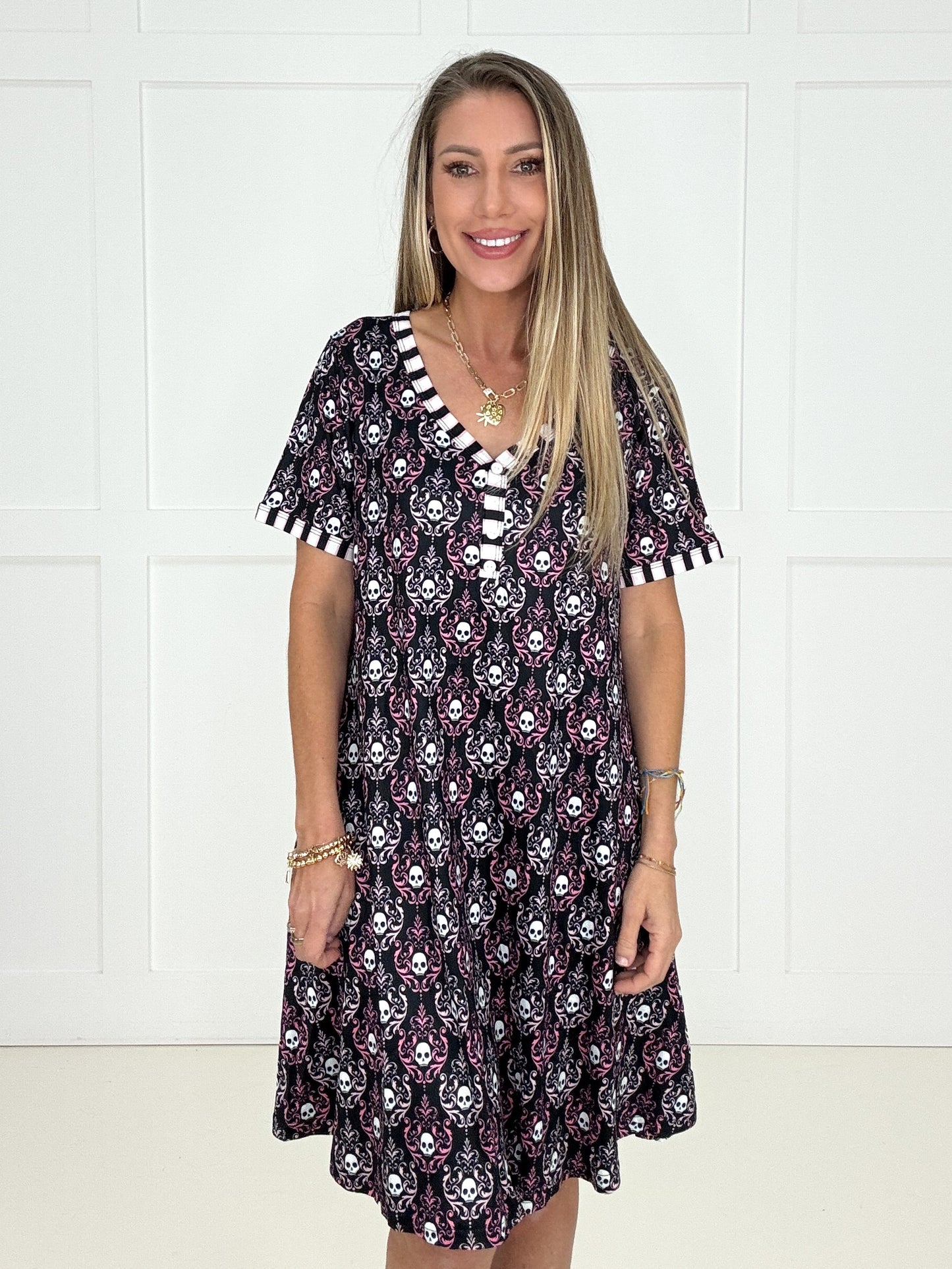 Preorder Shirley & Stone 2026 Halloween Pajama Dresses-220 Lounge wear/Pajamas- Simply Simpson's Boutique is a Women's Online Fashion Boutique Located in Jupiter, Florida