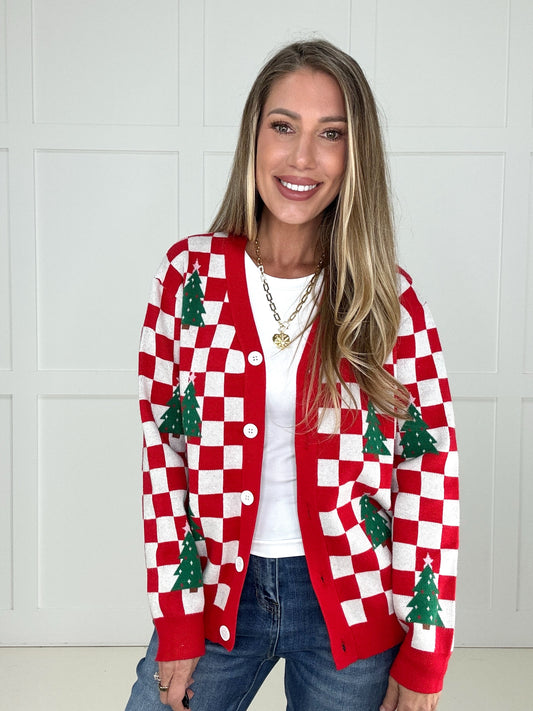 Checkered Christmas Cheer Cardigan