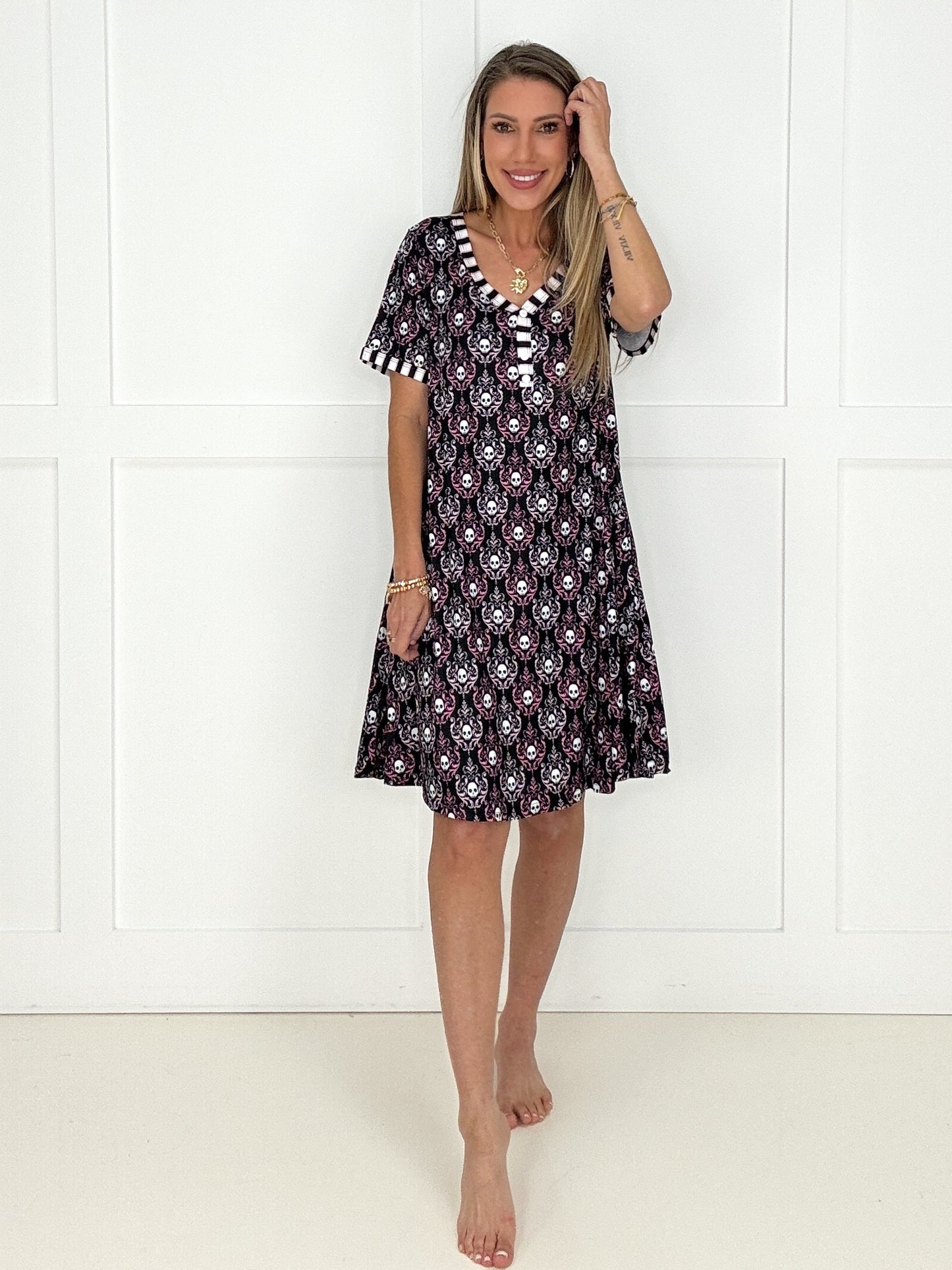 Preorder Shirley & Stone 2026 Halloween Pajama Dresses-220 Lounge wear/Pajamas- Simply Simpson's Boutique is a Women's Online Fashion Boutique Located in Jupiter, Florida