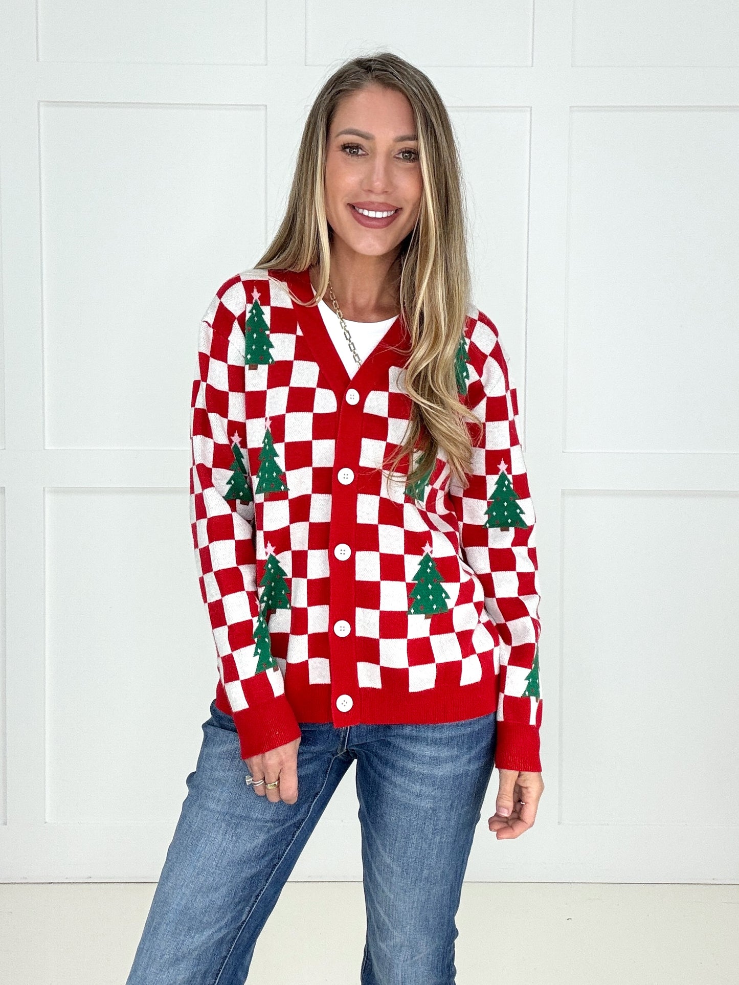 Checkered Christmas Cheer Cardigan