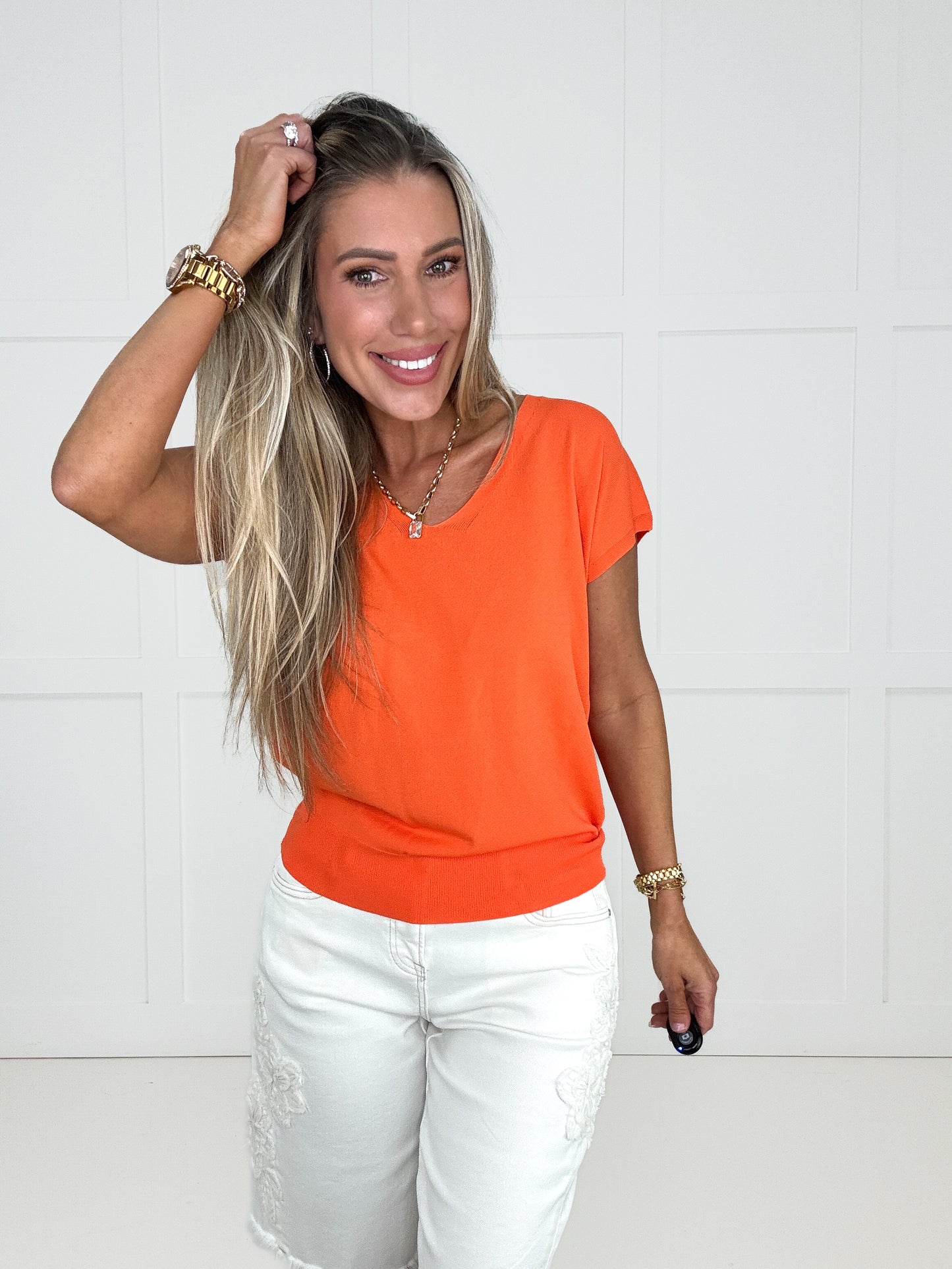 Sew In Love Cap Sleeve V Neck Top-100 Short Sleeves- Simply Simpson's Boutique is a Women's Online Fashion Boutique Located in Jupiter, Florida