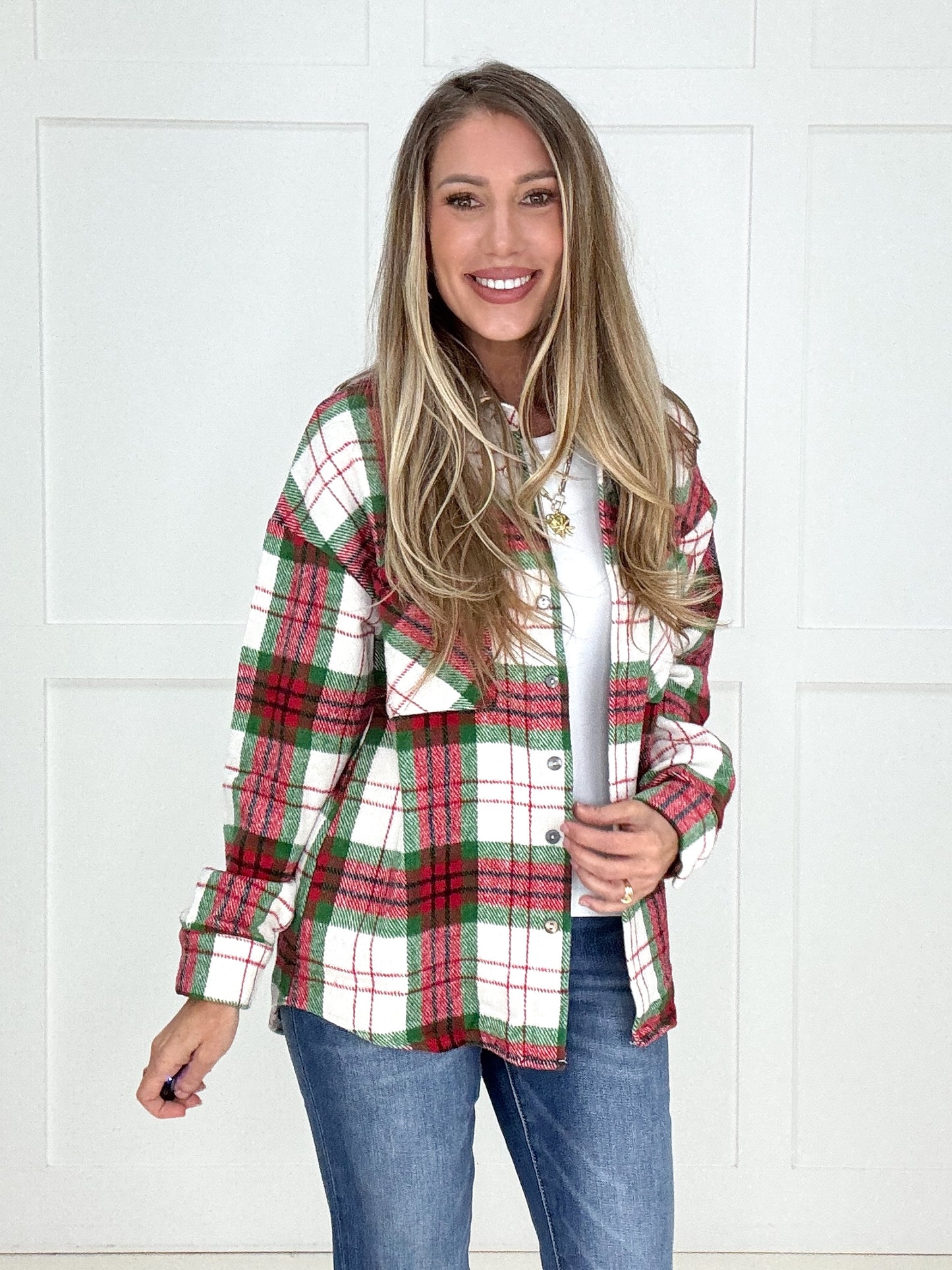 Mistletoe Magic Shacket-150 Sweaters- Simply Simpson's Boutique is a Women's Online Fashion Boutique Located in Jupiter, Florida