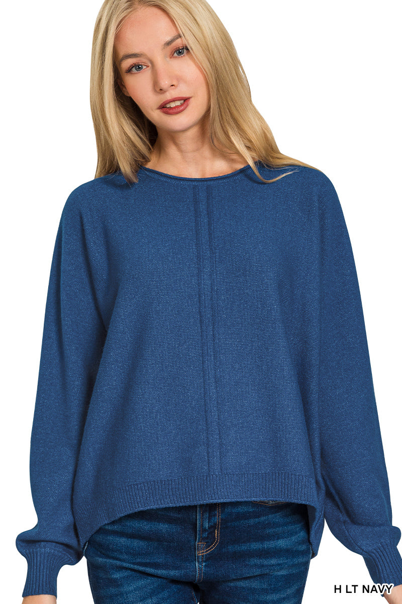 Viscose Front Seam Round-Neck Sweater-150 Sweaters- Simply Simpson's Boutique is a Women's Online Fashion Boutique Located in Jupiter, Florida