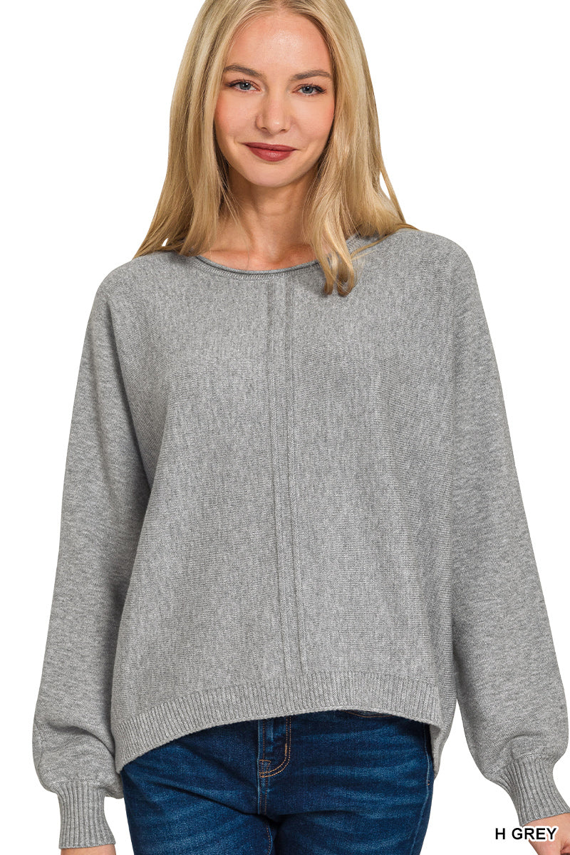 Viscose Front Seam Round-Neck Sweater-150 Sweaters- Simply Simpson's Boutique is a Women's Online Fashion Boutique Located in Jupiter, Florida