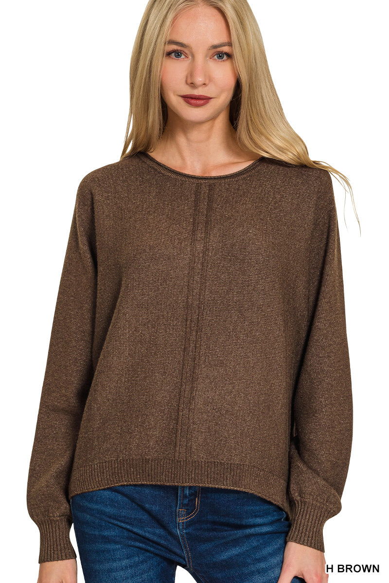 Viscose Front Seam Round-Neck Sweater-150 Sweaters- Simply Simpson's Boutique is a Women's Online Fashion Boutique Located in Jupiter, Florida