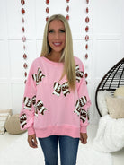 Pink Football Bows Gameday Sweatshirt-160 Sweatshirts- Simply Simpson's Boutique is a Women's Online Fashion Boutique Located in Jupiter, Florida