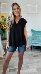 Dear Scarlett Flutter Sleeve Lizzy Top-100 Short Sleeves- Simply Simpson's Boutique is a Women's Online Fashion Boutique Located in Jupiter, Florida