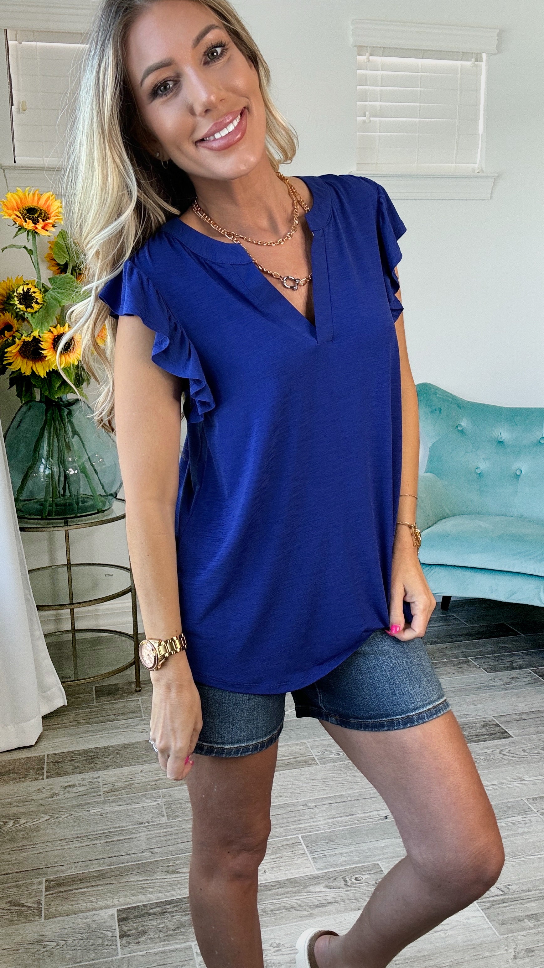 Dear Scarlett Flutter Sleeve Lizzy Top-100 Short Sleeves- Simply Simpson's Boutique is a Women's Online Fashion Boutique Located in Jupiter, Florida