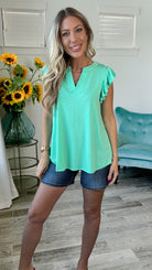 Dear Scarlett Flutter Sleeve Lizzy Top-100 Short Sleeves- Simply Simpson's Boutique is a Women's Online Fashion Boutique Located in Jupiter, Florida