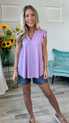 Dear Scarlett Flutter Sleeve Lizzy Top-100 Short Sleeves- Simply Simpson's Boutique is a Women's Online Fashion Boutique Located in Jupiter, Florida