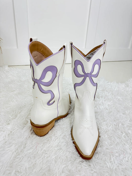 Lavender Short Bow Boots-260 Shoes- Simply Simpson's Boutique is a Women's Online Fashion Boutique Located in Jupiter, Florida
