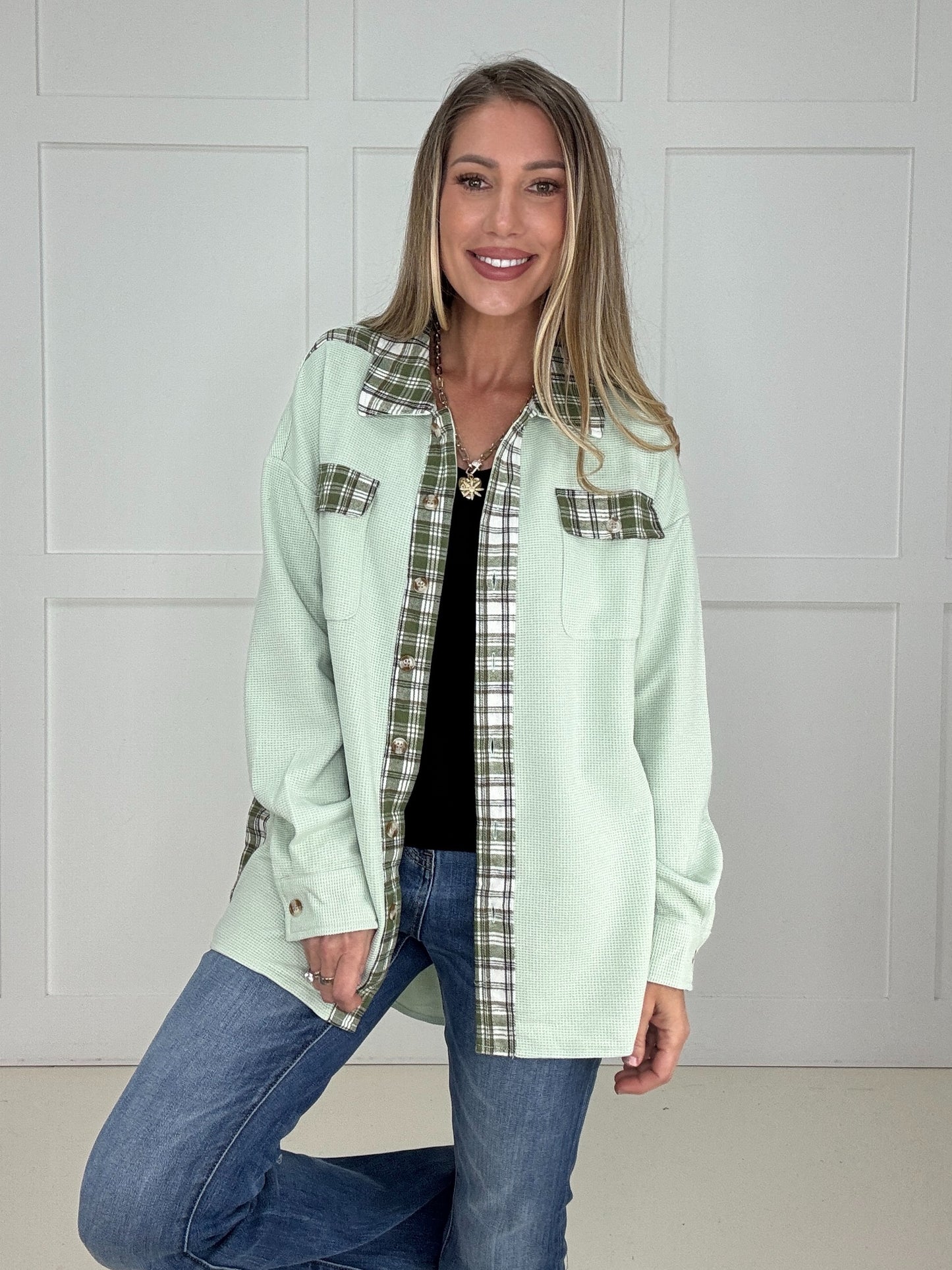 Mint Condition Waffle Knit Shacket