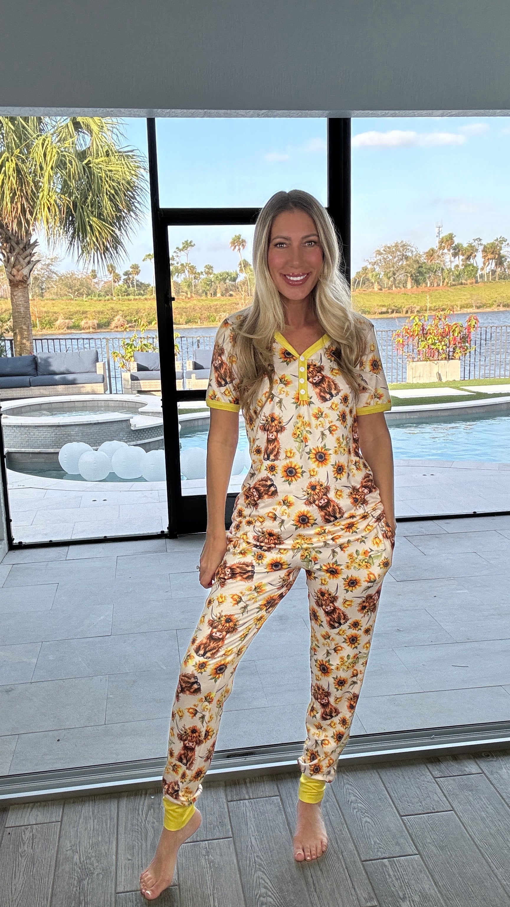 Preorder Shirley & Stone Highland Cow Pajama Collection-220 Lounge wear/Pajamas- Simply Simpson's Boutique is a Women's Online Fashion Boutique Located in Jupiter, Florida